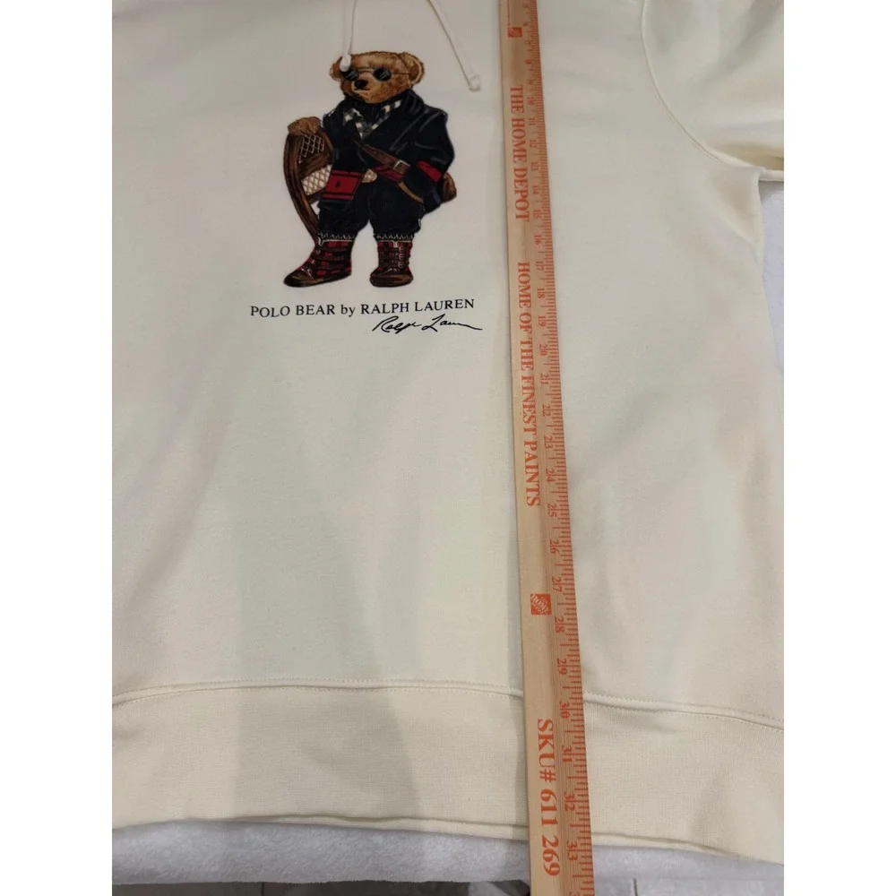 NEW Polo Ralph Lauren Polo Bear Hoodie Cream Off-White Fleece Sweatshirt XLT NWT